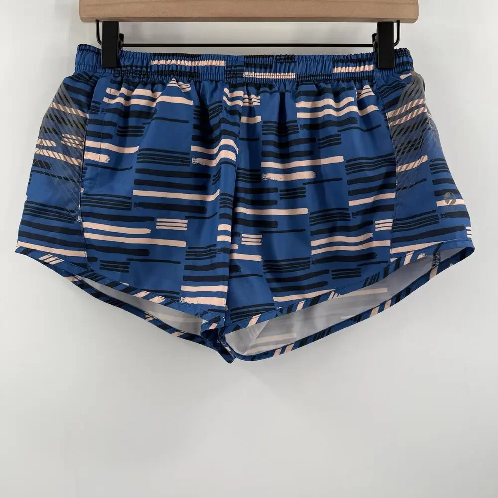 Oiselle Shorts Size 4 Womens Running Athletic Run Lined Mesh Athletic Blue Print